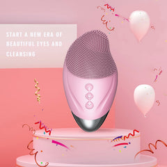Ultrasonic Electric Facial Cleansing Brush Heated Sonic Electric Facial Cleanser Silicone Mini Face Cleaner Brush Deep Cleaning