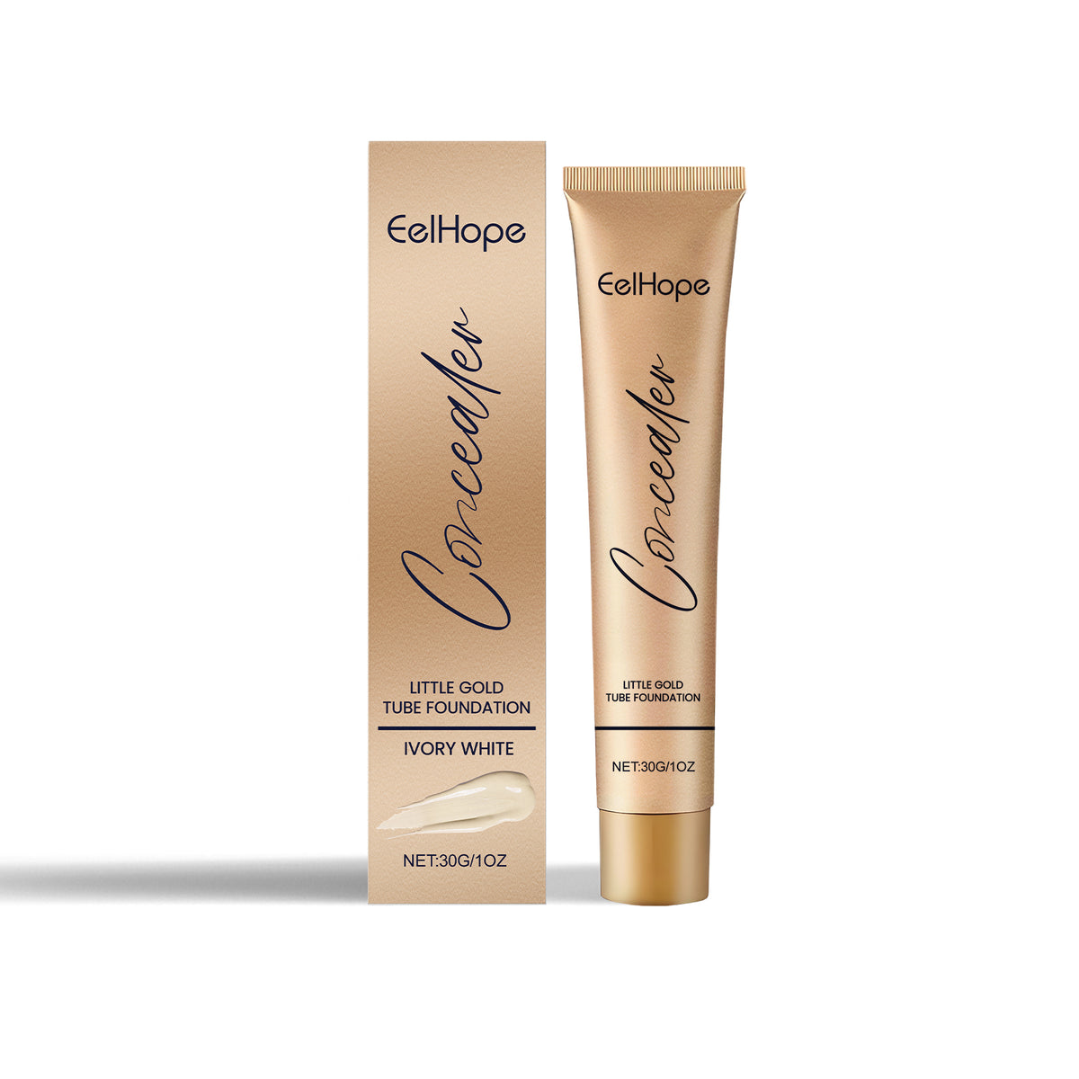 Small Gold Tube Foundation Concealer, Natural Lightweight Skin Concealer Not Easy To Remove Makeup Moisturizing Liquid Foundation