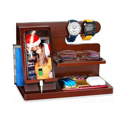 Creative Solid Wood Multi-functional Phone Stand with Charging Function