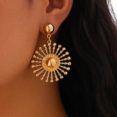 Ingemark Unique Round Sunflower Flower Drop Earrings for Women