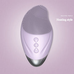 Ultrasonic Electric Facial Cleansing Brush Heated Sonic Electric Facial Cleanser Silicone Mini Face Cleaner Brush Deep Cleaning