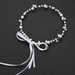 Bride Wedding Hair Accessories Simple Pearl Soft Chain Headband