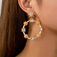 Retro court style exaggerated geometry Qingdao matte earrings