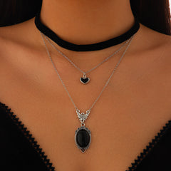 Design sense inlaid with gemstone velvet collarbone chain