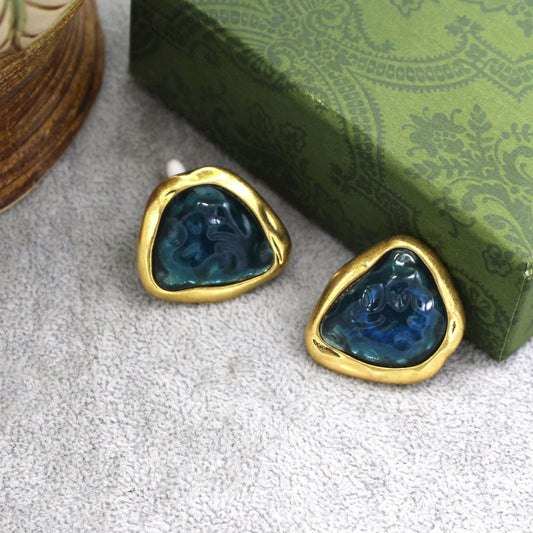 Vintage elegant earrings, vintage geometric style, temperament, Langya medieval high-end earrings for women