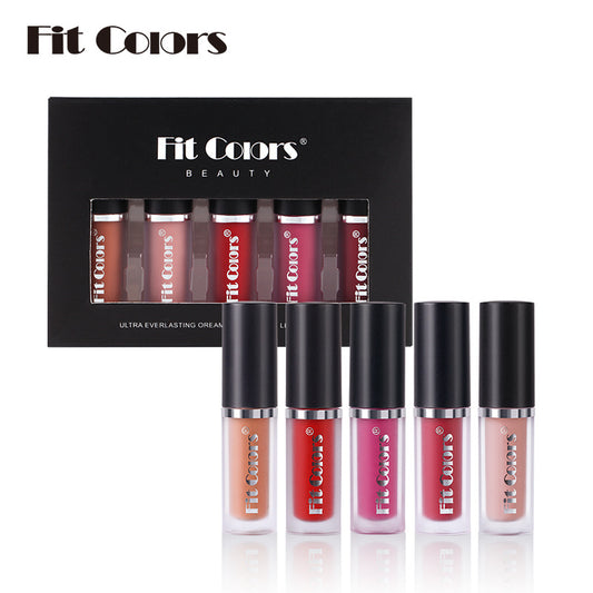 Fit Colors 5 Color Matte Non-Stick Cup Lip Gloss Set Matte Big Brand Color Variety Lipstick
