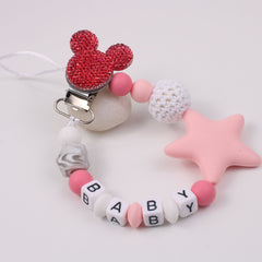 Five pointed star silicone pacifier chain pacifier chain baby products silicone pacifier clip baby teether anti-drop chain anti-drop belt