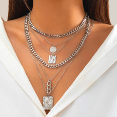 Ins personality niche metal chain layered necklace with sweet and cool snake s