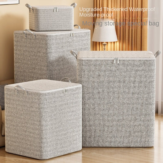 Large Capacity Gray Arrow Storage Bag for Home Use, Dust-Proof Organizer for Blankets, Clothes, and Bedding Storage Bag