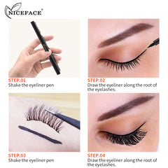 NICEFACE Eyeliner 3 In 1 Multifunctional Waterproof Anti-Smudge Non-Magnetic Natural Sticky Eyeliner
