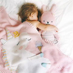 60*120cm Baby Blankets Infant Kids Unicorn animal Soft Warm knit Swaddle Kids Bath Towel Lovely Newborn Baby Bedding Props