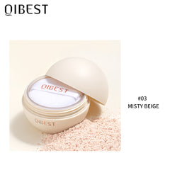 QIBEST Matte Setting Loose Powder Waterproof Natural Concealer Setting Powder Lightweight and Delicate Repairing Powder