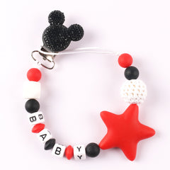 Five pointed star silicone pacifier chain pacifier chain baby products silicone pacifier clip baby teether anti-drop chain anti-drop belt