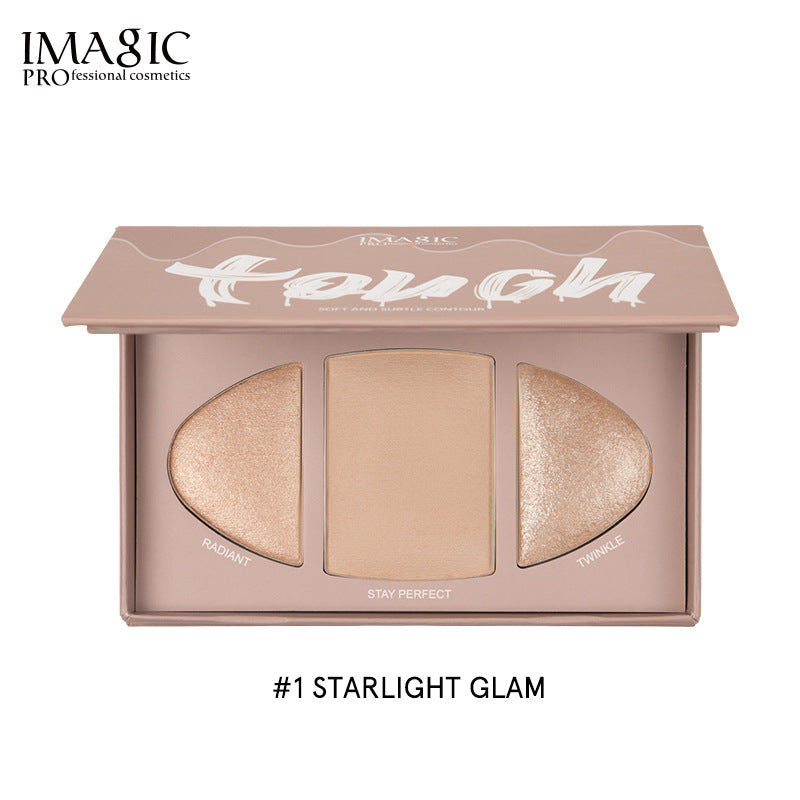 IMAGIC Three Color Highlighter Face Brightening Three Dimensional Shadow Nose And Cheek Shadow Highlighter Makeup Palette