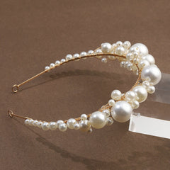 Retro bride headwear with simple pearl headbands