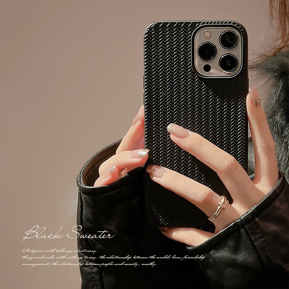 Simple and advanced 13 suitable for iPhone 14 iPhone case 14 Pro Max weaving 15 Knitted pattern X Solid color 11