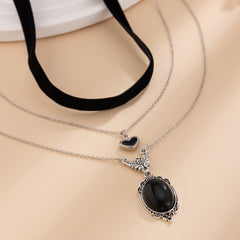 Design sense inlaid with gemstone velvet collarbone chain