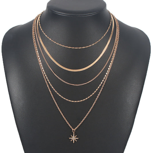 Multilayer Trend Elegant Jewelry Long Snake Chain Crystal St