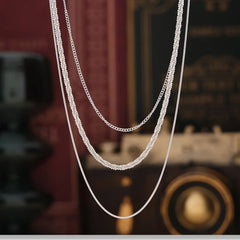 Fashionable Cuban titanium steel necklace hip-hop style multi-layer layered women's collarbone chain