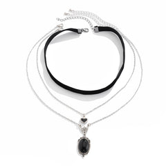 Design sense inlaid with gemstone velvet collarbone chain