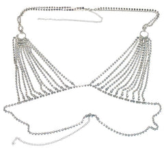European and American jewelry sexy diamond studded chest chain beach nightclub queen bikini rhinestone chest chain women's body chain