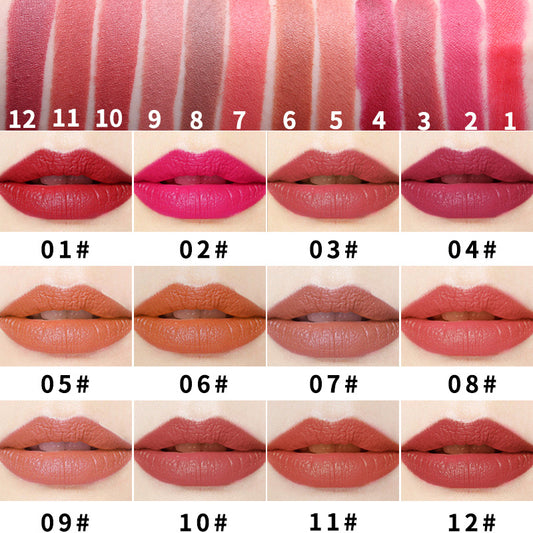 Small Square Tube Matte Matte Not Easy To Fall Off Lipstick Smooth Moisturizing Not Pull Dry Lasting Color Portable Lipstick Makeup