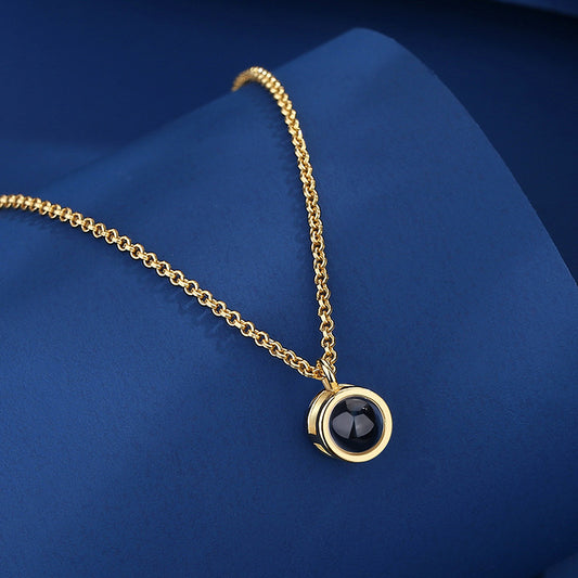 Necklace, a pair of men's and women's engraved photos, projection, I love you pendant, collarbone chain